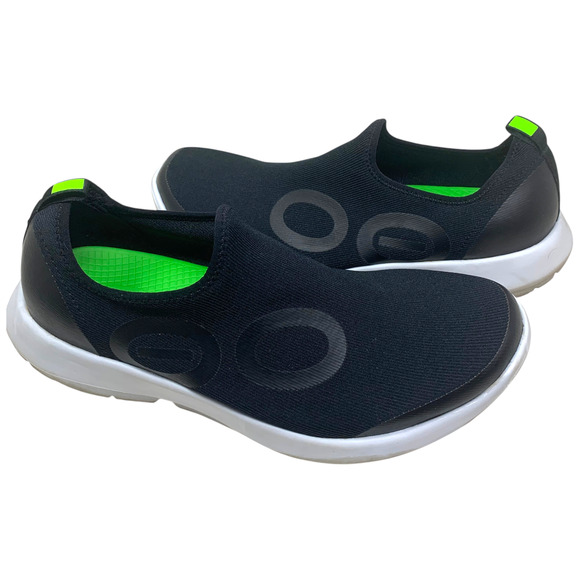 OOFOS OOmg Sport Recovery Shoes Black White Slip On Sneakers Sz EU 43 US M 10